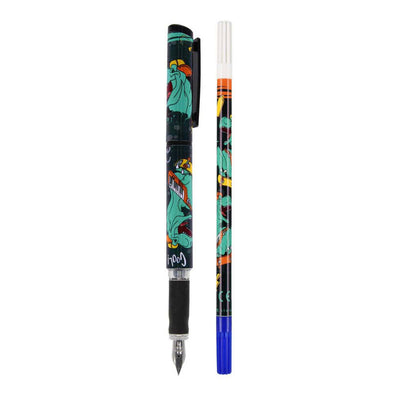 Stylo plume avec 2 recharges et dissolvant d'encre skate dino