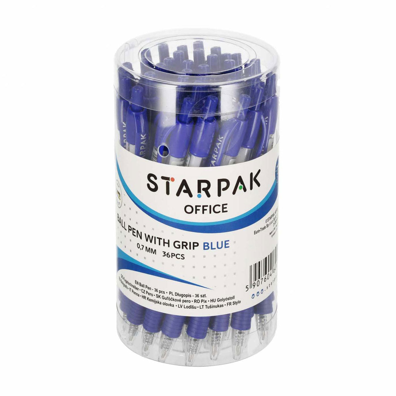 Stylo à bille avec grip bleu, 36 pcs.