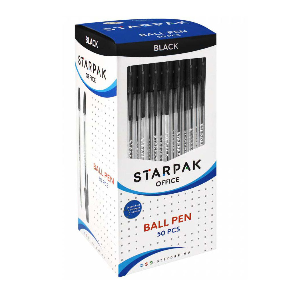 Stylo à bille avec capuchon noir, 50 pcs.