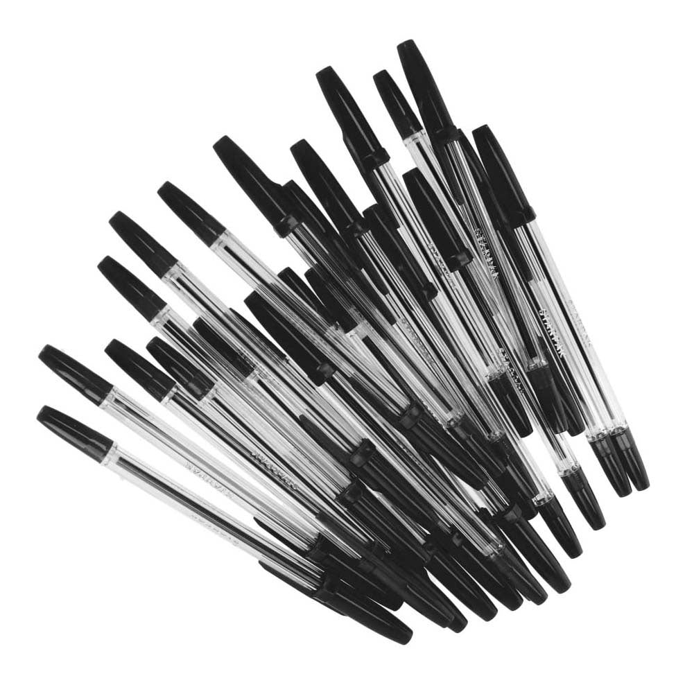 Stylo à bille avec capuchon noir, 50 pcs.
