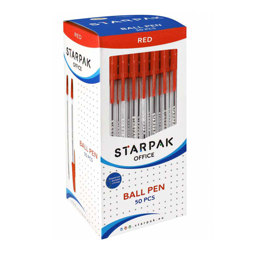 Stylo à bille avec capuchon rouge, 50 pcs.