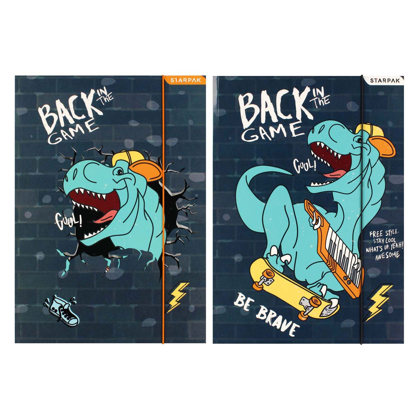 Dossier avec élastique A4 skate dino