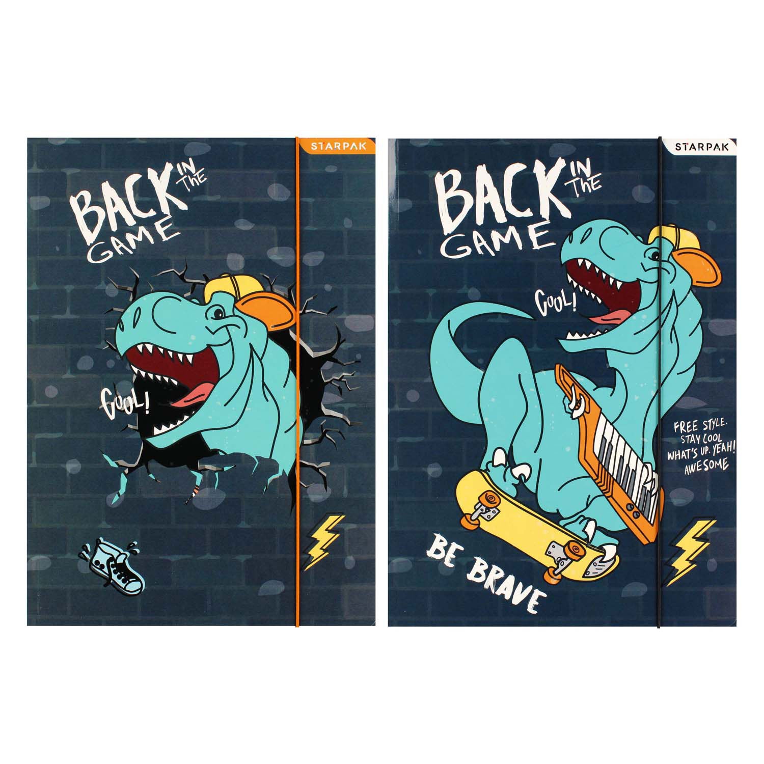 Dossier avec élastique A4 skate dino