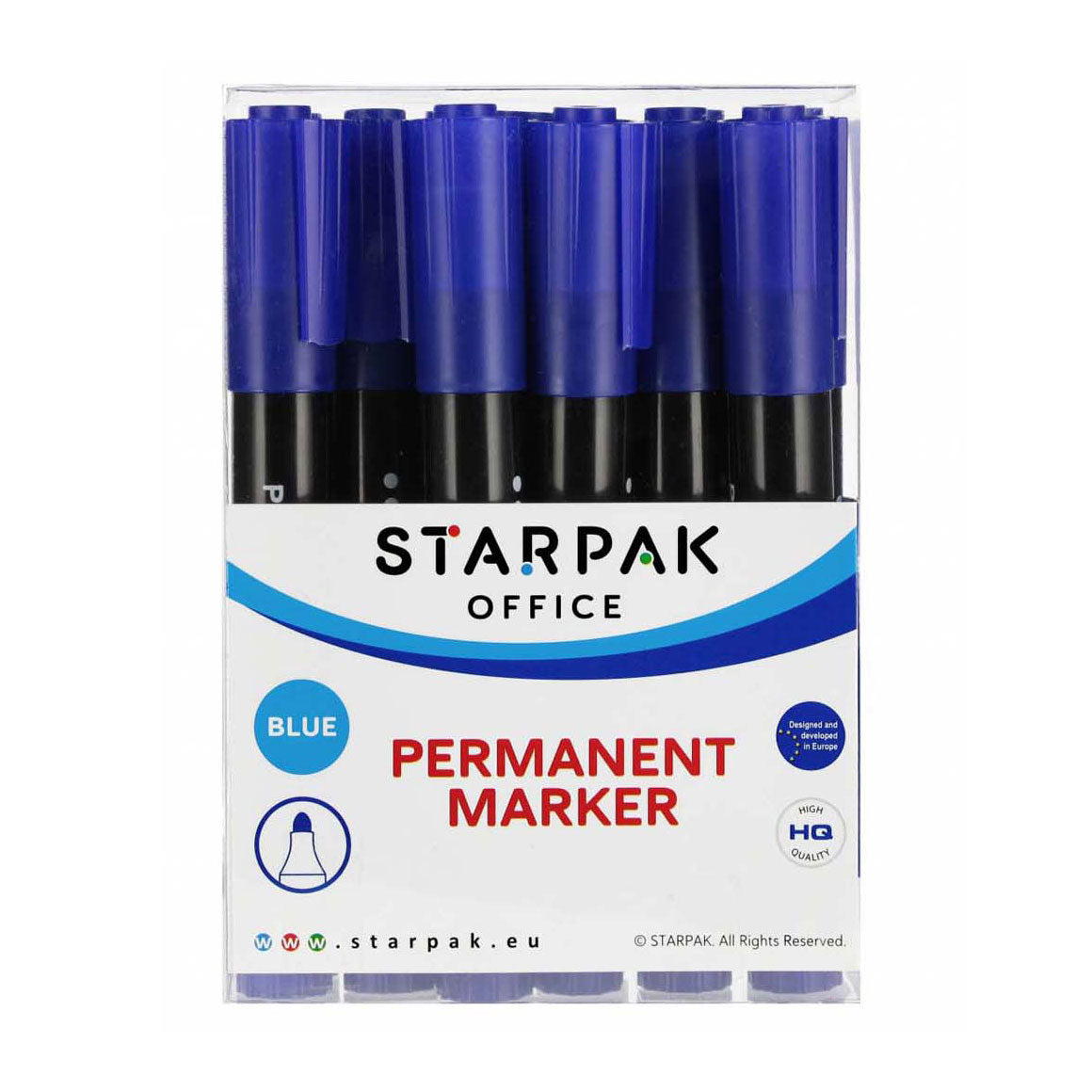 Marqueur permanent rond bleu, 12 pcs.