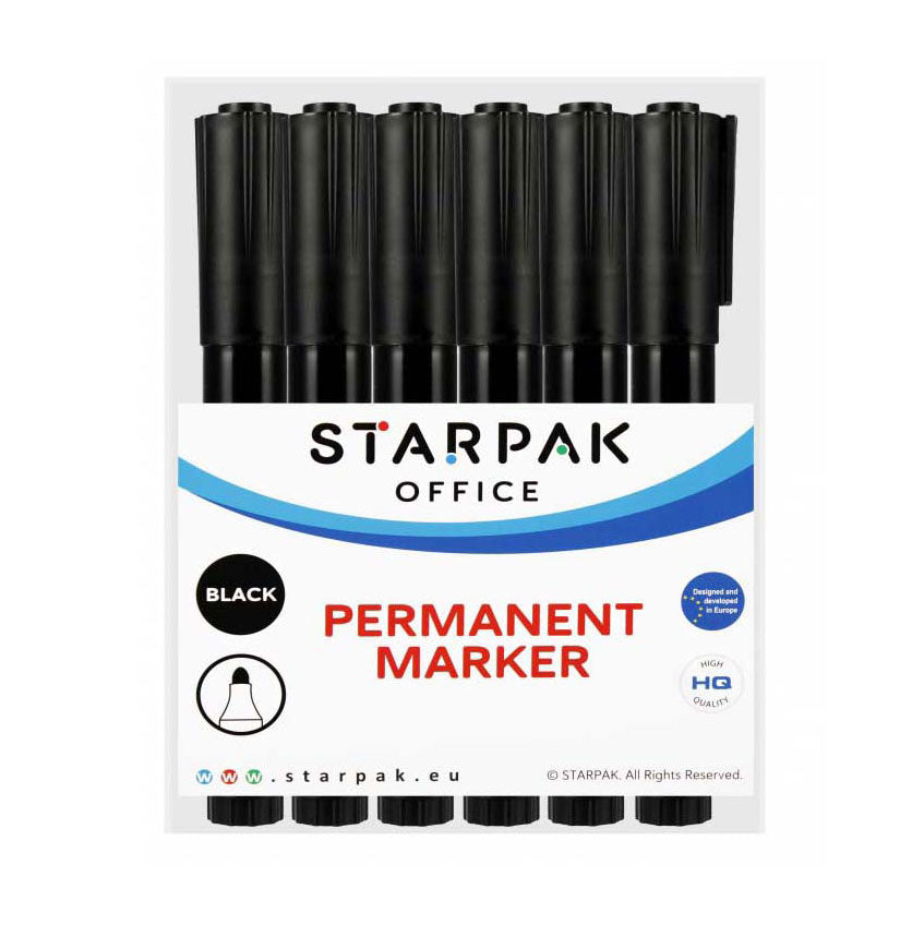 Marqueur permanent rond noir, 12 pcs.