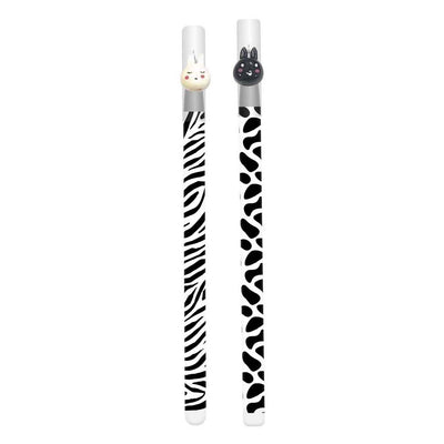 Stylo gel effaçable imprimé blanc et noir