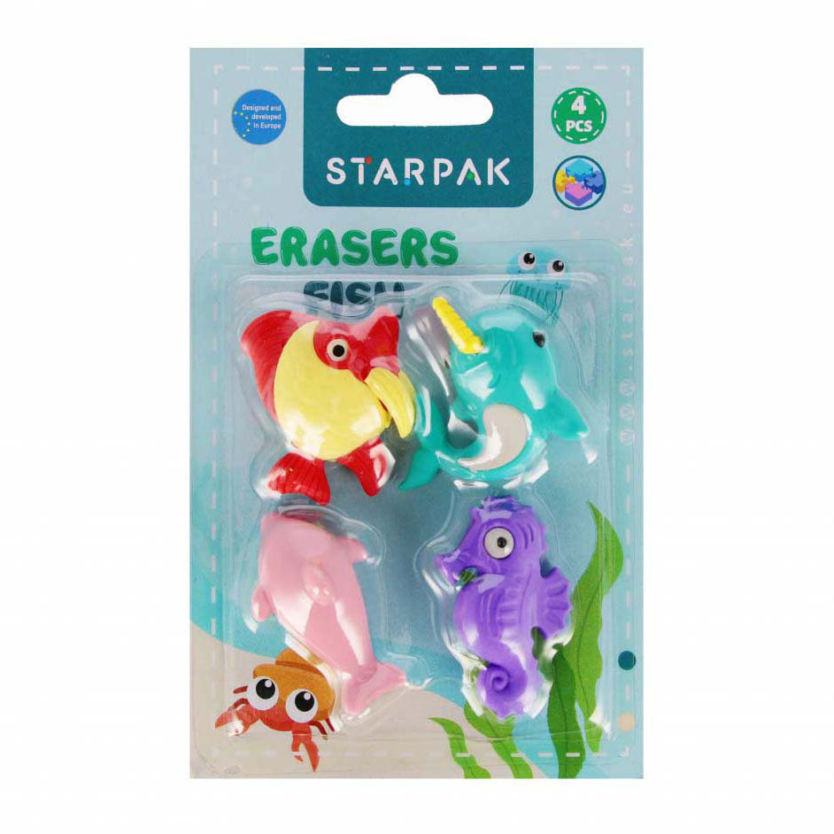 Gomme puzzle 3d poisson, 4 pièces