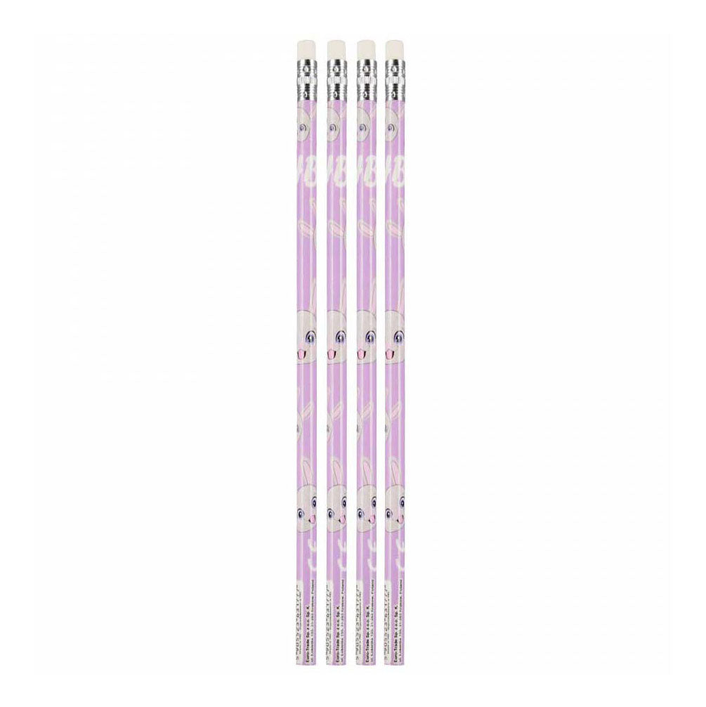 Crayons avec gomme lapin, 48 pièces
