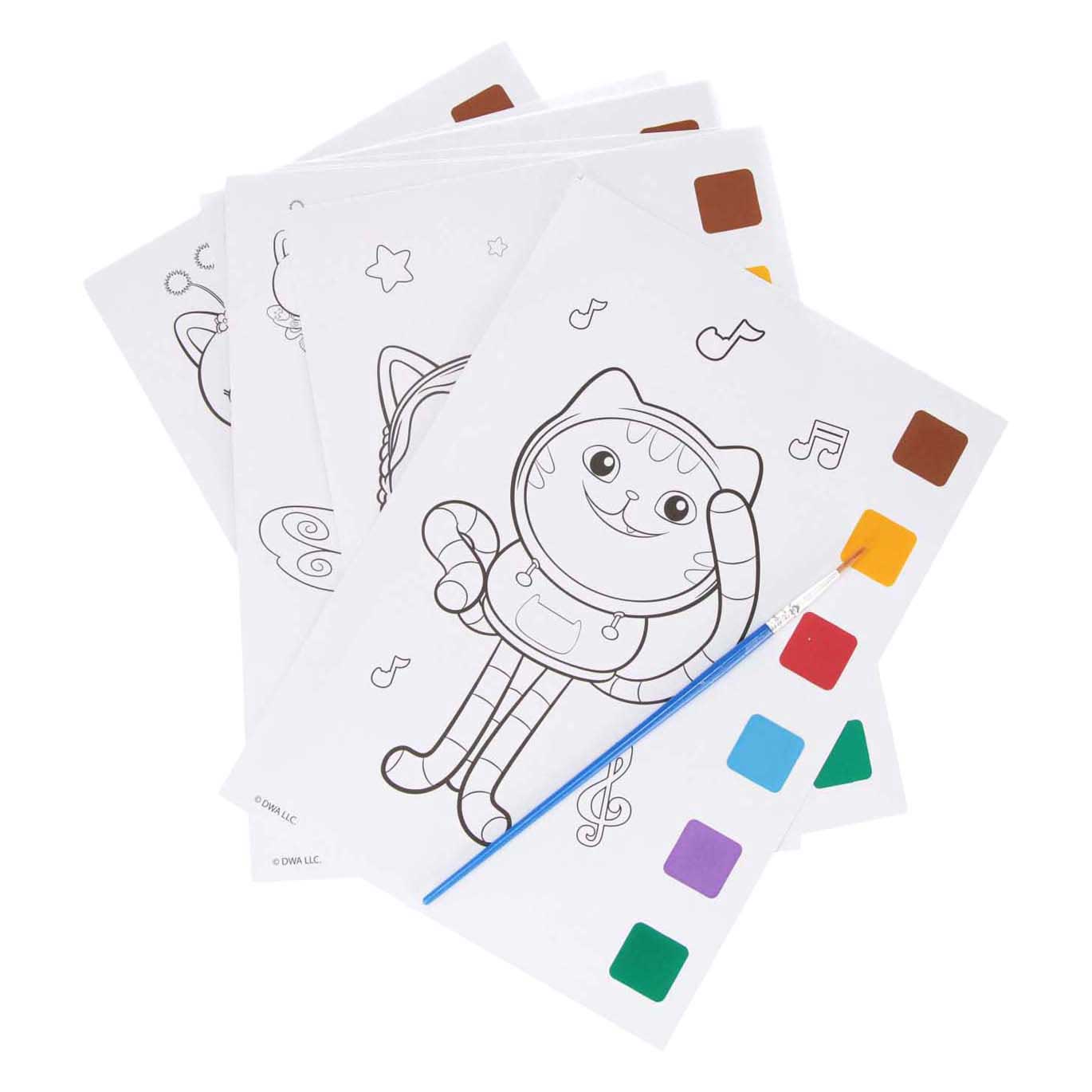 Peindre la maison de poupée de Gabby avec de l'eau - 10 coloriages
