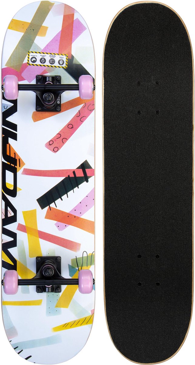 Nijdam skateboard classique - high time - rose blanc