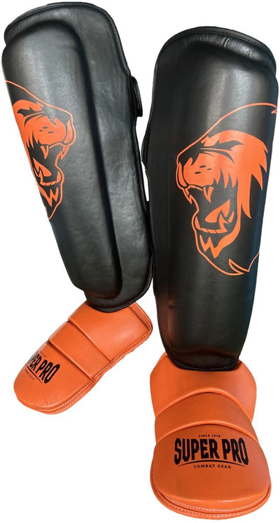Super Pro Combat Gear Protège-Tibias Nations Holland PU Noir - Orange S