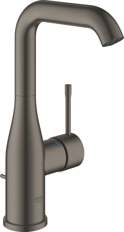 Nouveau robinet de lavabo Grohe essence - bec haut pivotant - avec garniture de vidage - graphite dur brossé (anthracite mat) - économie d'eau