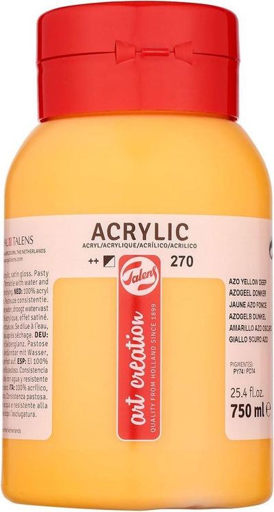 Talens art création peinture acrylique pot 750 ml jaune azo foncé 270