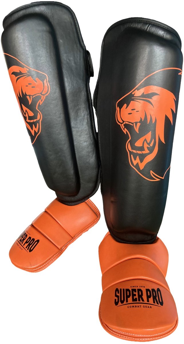 Super Pro Combat Gear Protège-Tibias Nations Holland PU Noir - Orange L