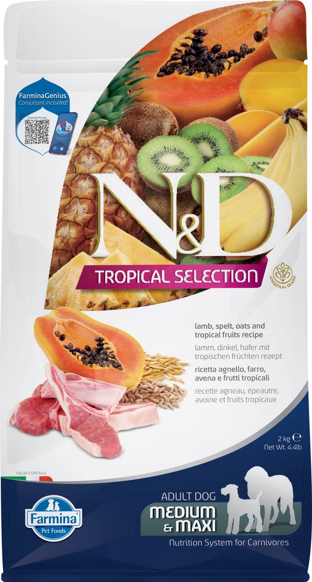 Farmina n d dog sélection tropicale agneau adulte med maxi 2 kg