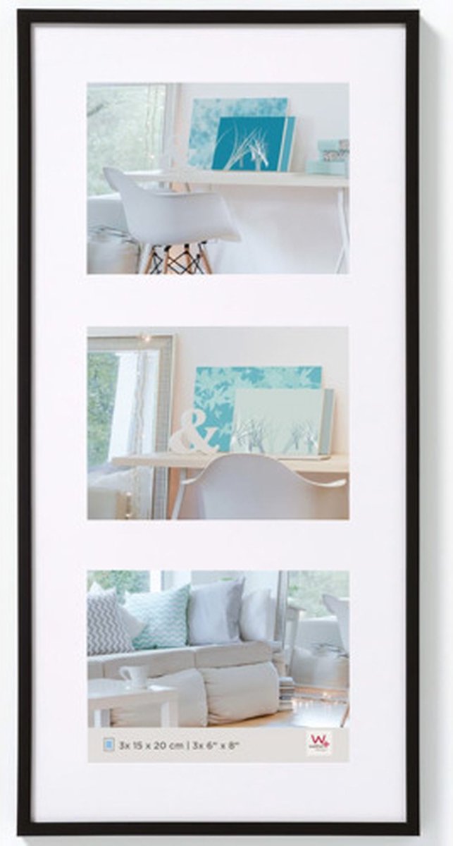 Walther new lifestyle - cadre en plastique - format photo 3x 15x20 cm - noir