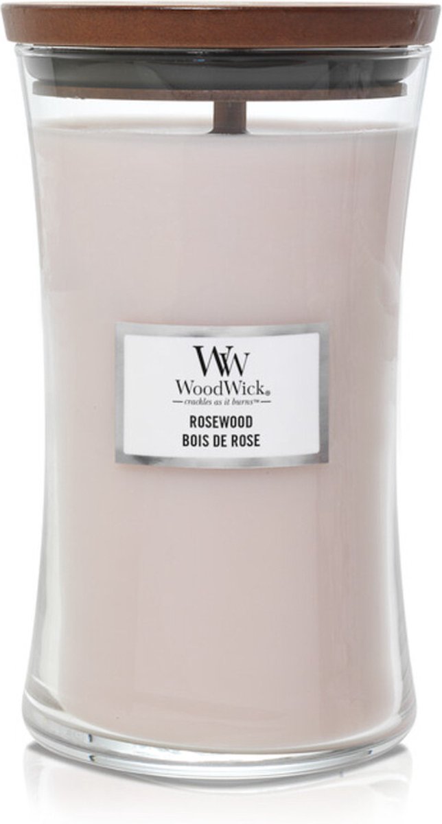 Grande bougie parfumée Woodwick Hourglass - Bois de rose - 130 heures de combustion