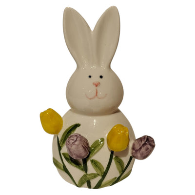 Déco ambiance manoir lapin avec tulipes 8,8x7,3x14,3cm