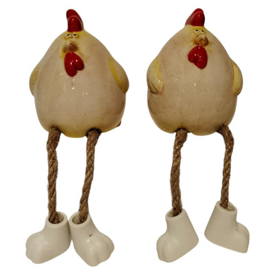 Poulet ambiance manoir avec pattes pendantes 6,5x7x7,8cm