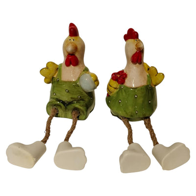 Poulet ambiance manoir avec pattes pendantes 6,3x6,4x9,8cm