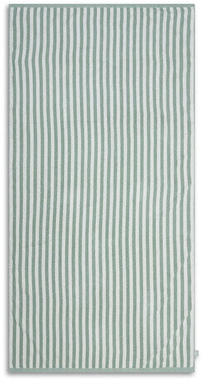Stripe de la station | Serviette en coton blanc vert 135 x 65 cm