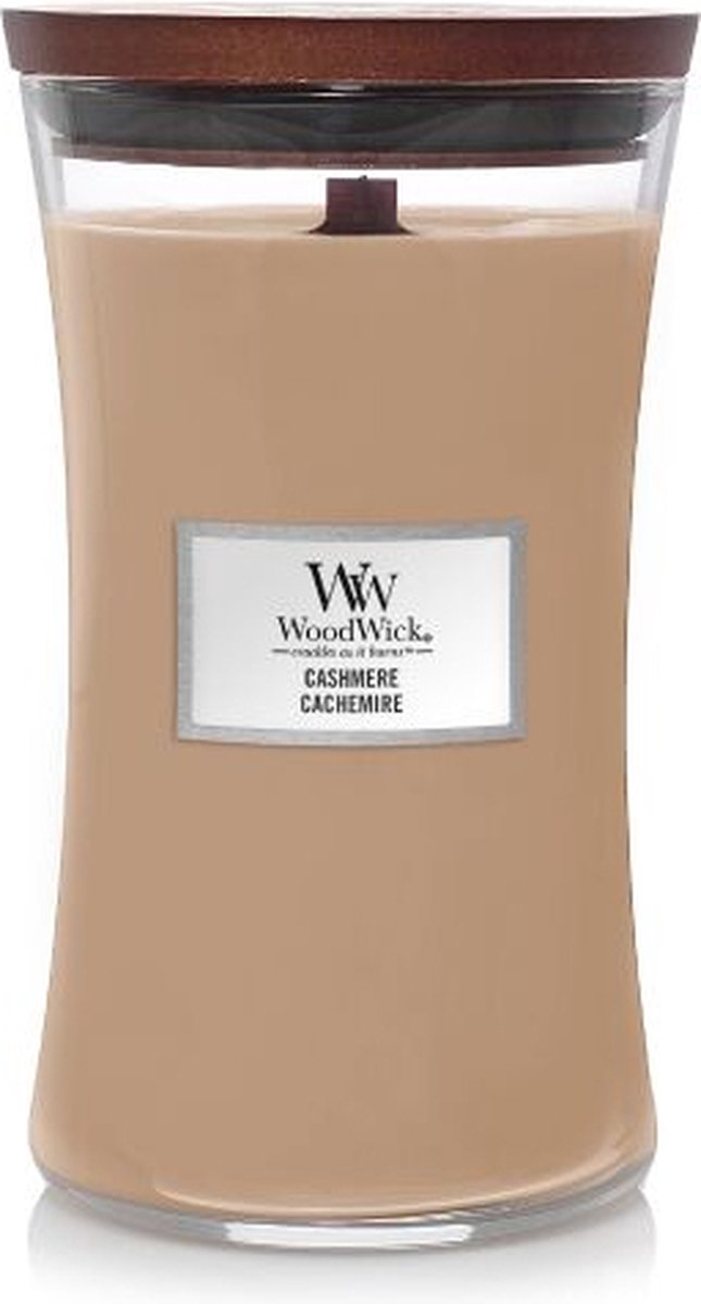 Grande bougie parfumée Woodwick hourglass - cachemire - 130 heures de combustion