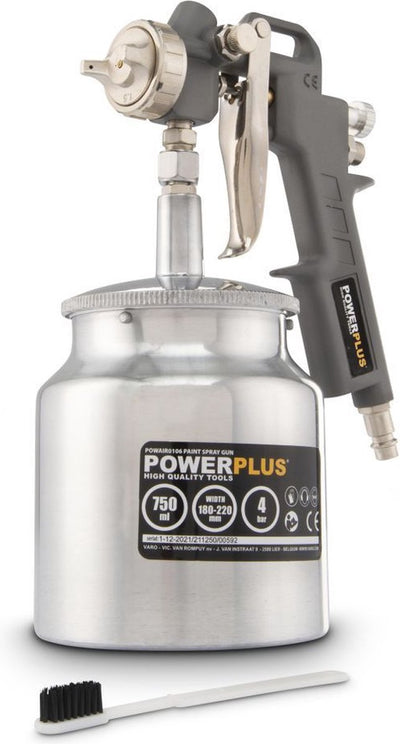 Pistolet à peinture pneumatique Powerplus powair0106 - pulvérisateur de peinture - charge max. pression: 4bar - tasse supérieure de 750 ml - largeur de pulvérisation 180-220 mm