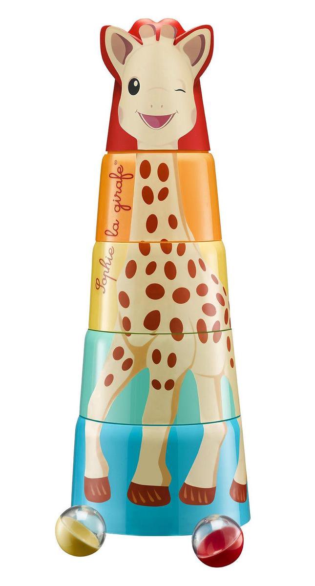 Tour à empiler géante Sophie la girafe - jouets pour enfants - cadeau de maternité - cadeau baby shower - à partir de 10 mois - jusqu'à 56 cm de hauteur - 5 pièces
