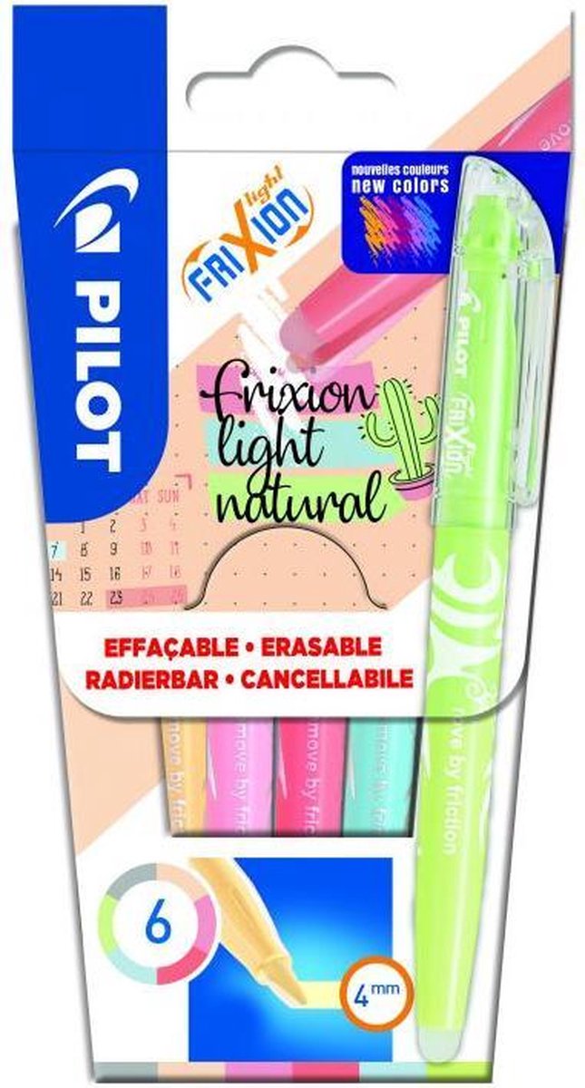Pilot frixion light natural - pochette de 6 marqueurs