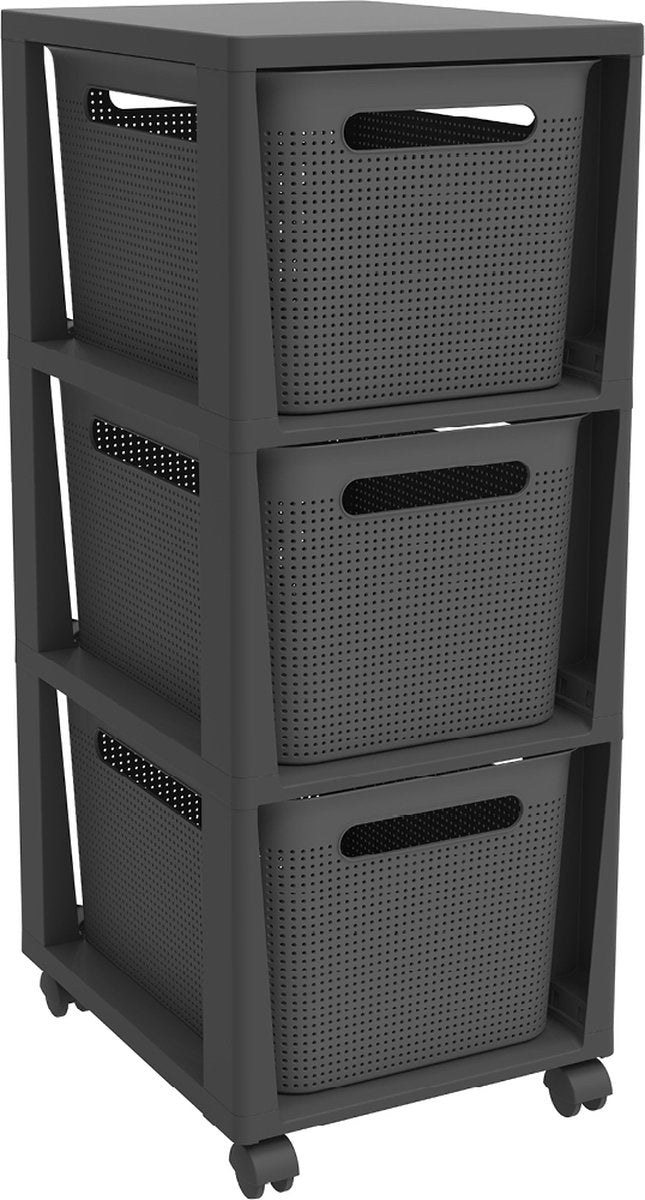 Tour Rotho brisen - commode 3 x 16l à roulettes - anthracite