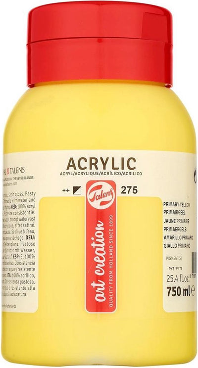 Talens art création peinture acrylique pot 750 ml jaune primaire 275
