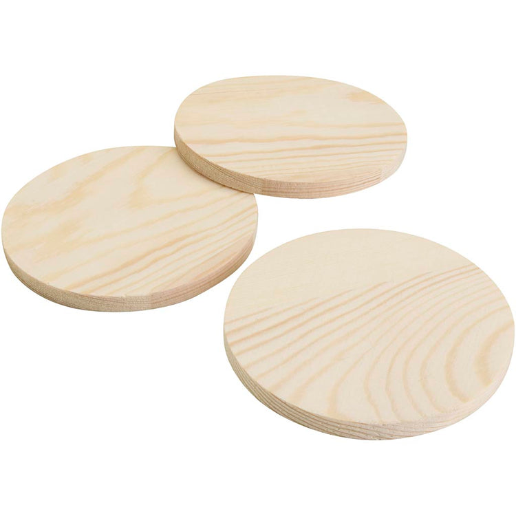 Sous-verres en bois, h : 8 mm, d 9 cm, 12x5 pièce 1 boîte