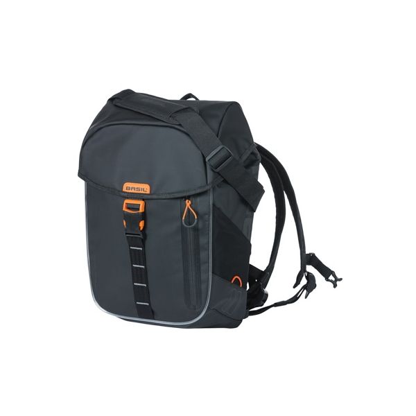 Basil Miles Tarpaulin bicycle backpack Nordlicht - Sac à dos noir imperméable pour cyclistes - 17L - Unisex - Sportif - Noir