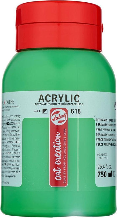 Talens art création peinture acrylique pot 750 ml permanente vert clair 618