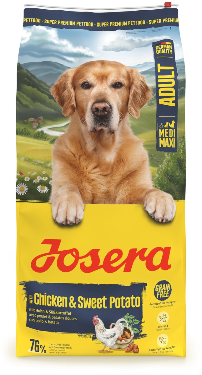 Josera poulet patate douce - nourriture pour chien - moyen maxi adulte - 12,5 kg