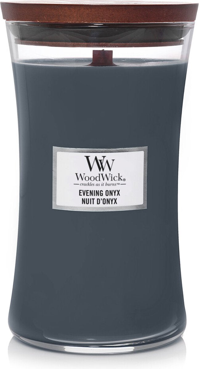 Grande bougie parfumée Woodwick Hourglass - Onyx du soir - 130 heures de combustion