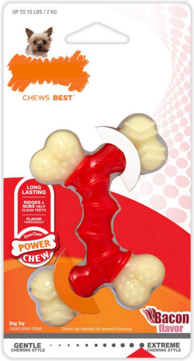 Os à mâcher double Nylabone extreme au goût de bacon - pour les mâcheurs les plus puissants - xs m xl - x-small