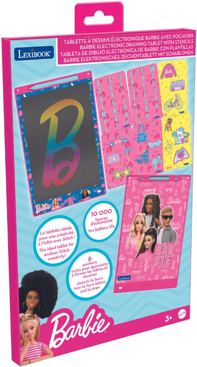 Lexibook barbie 11'' tablette multicolore d'apprentissage et de dessin à encre électronique avec modèles