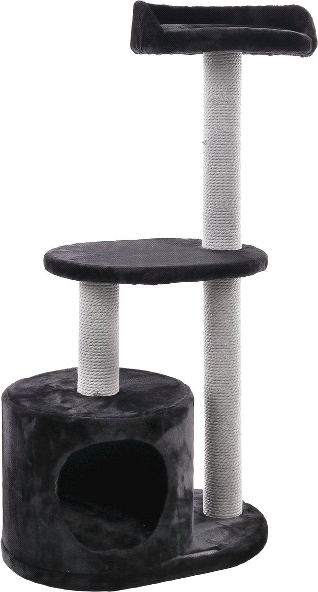 Arbre à chat Flamingo - echo - gris noir - 48x34x99 cm - meuble à gratter avec abri plateformes de couchage - corde en sisal - peluche douce - pour chats chatons