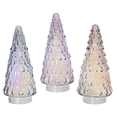 Decoris statue sapin de Noël verre irisé 23cm