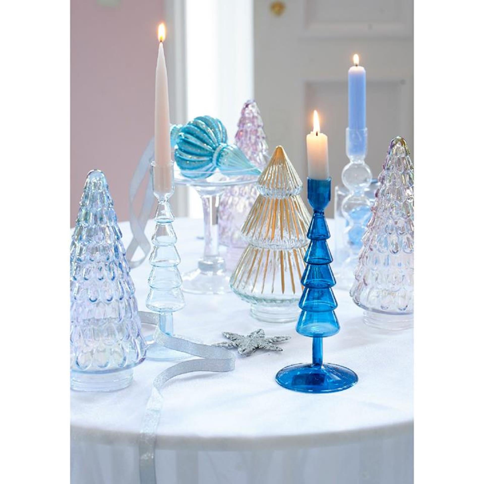 Decoris statue sapin de Noël verre irisé 23cm