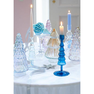 Decoris statue sapin de Noël verre irisé 23cm