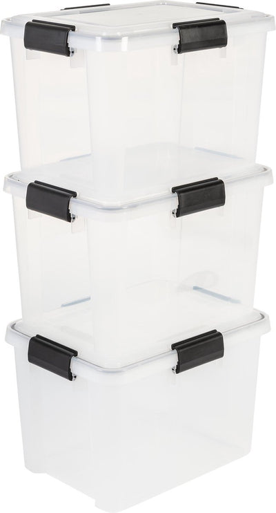 Boîte de conservation hermétique Iris - 20l - plastique - noir transparent - lot de 3