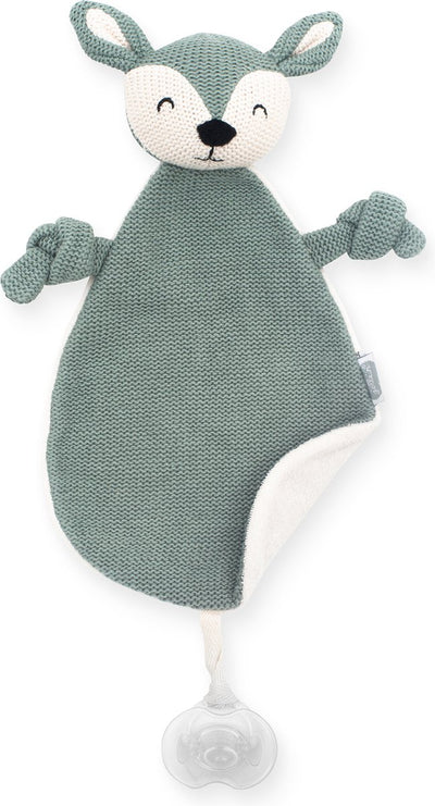 Jollein - doudou cerf (vert cendré) - peluche tétine, tétine bébé, tétine - coton