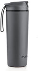Bouteille d'eau Muitomas Never Fall Down - Système de ventouse anti-chute - Poignée antidérapante - Construction thermique - 450 ml - Noir