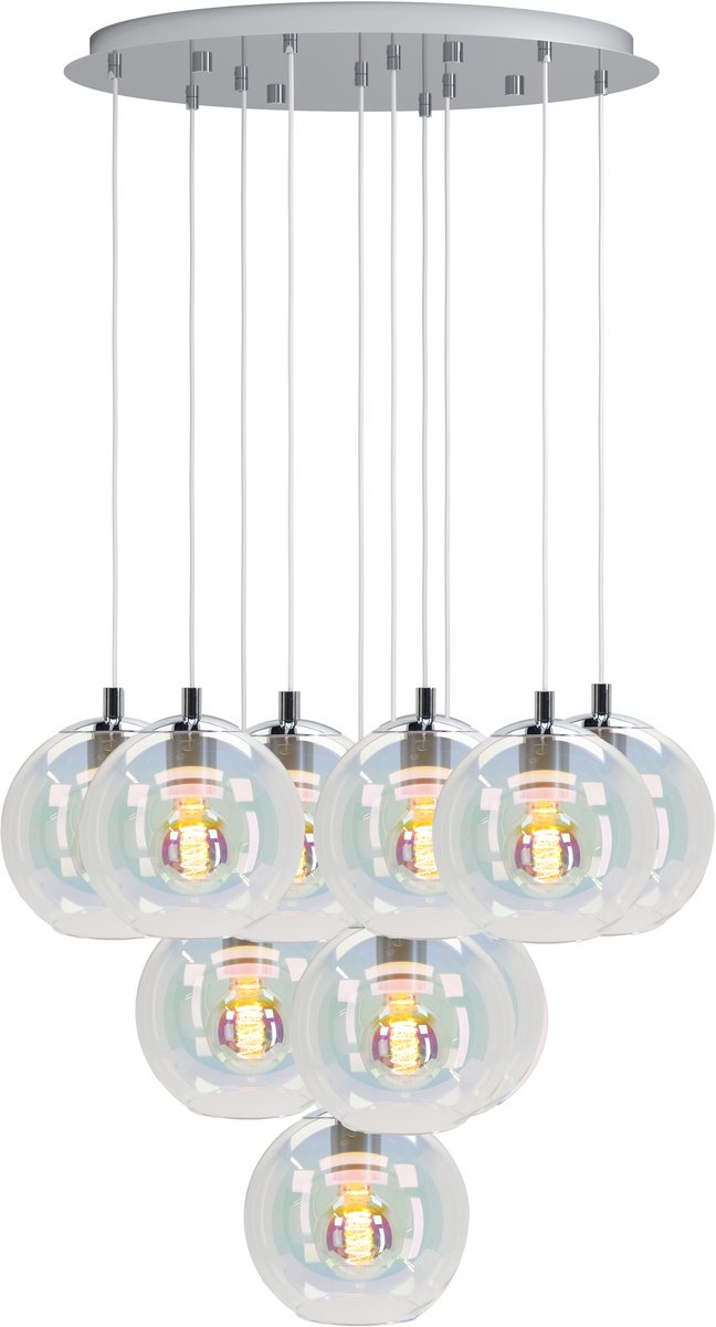 Suspension Eglo ariscani 2 - e27 - ø 65,5 cm - verre coloré chrome