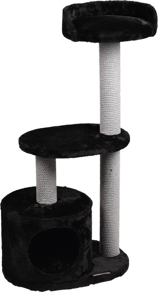Arbre à chat Flamingo - echo - gris noir - 48x34x99 cm - meuble à gratter avec abri plateformes de couchage - corde en sisal - peluche douce - pour chats chatons