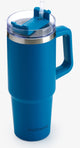 Mug de voyage Muitomas - mug de voyage - double paroi isolée - anse en paille pratique - 900 ml - bleu