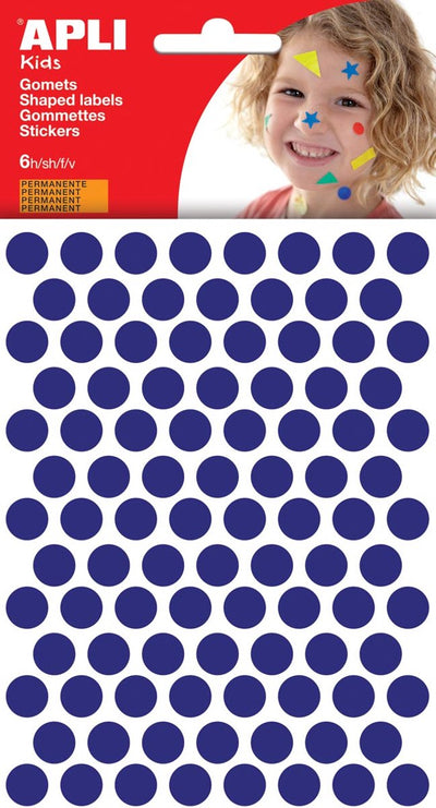 Autocollants pour enfants Apli | diamètre du cercle 10 | 5mm | blister de 528 pièces | bleu