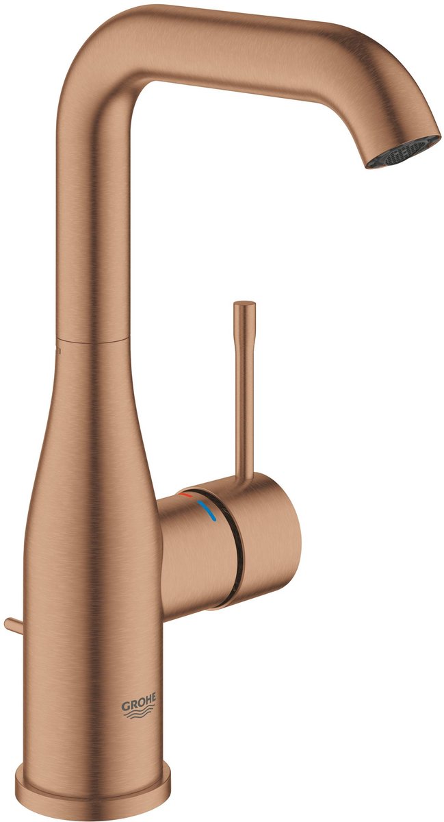 Robinet pour lavabo Grohe essence new - bec haut pivotant - avec garniture de vidage - or coucher de soleil (bronze mat) - 32628dl1